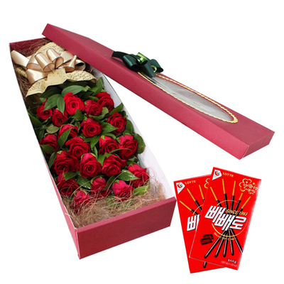 장미꽃박스2호+빼빼로2개(빼빼로데이)